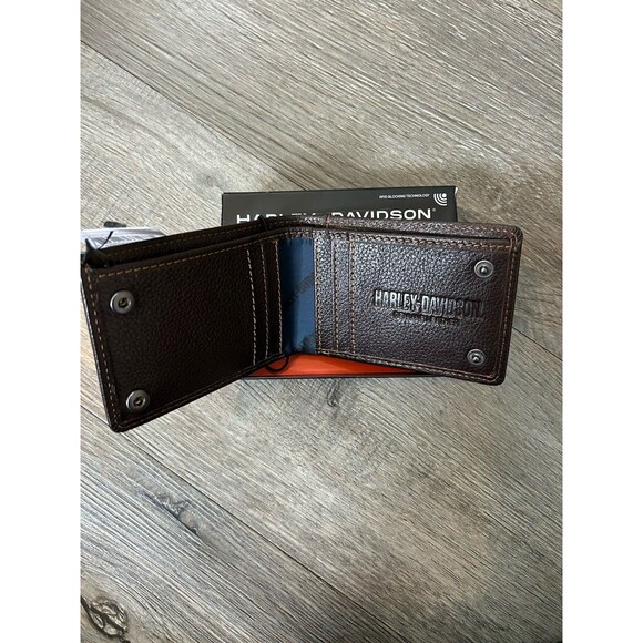 Men's Harley Davidson Black Genuine Leather Wallet Brand New In Gift Box Biker - Picture 5 of 6